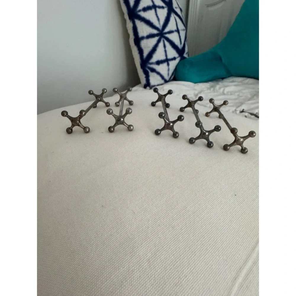 Set of 5 Vintage Silver Plated Jack Style Knife Rests Ball End Dining Decor